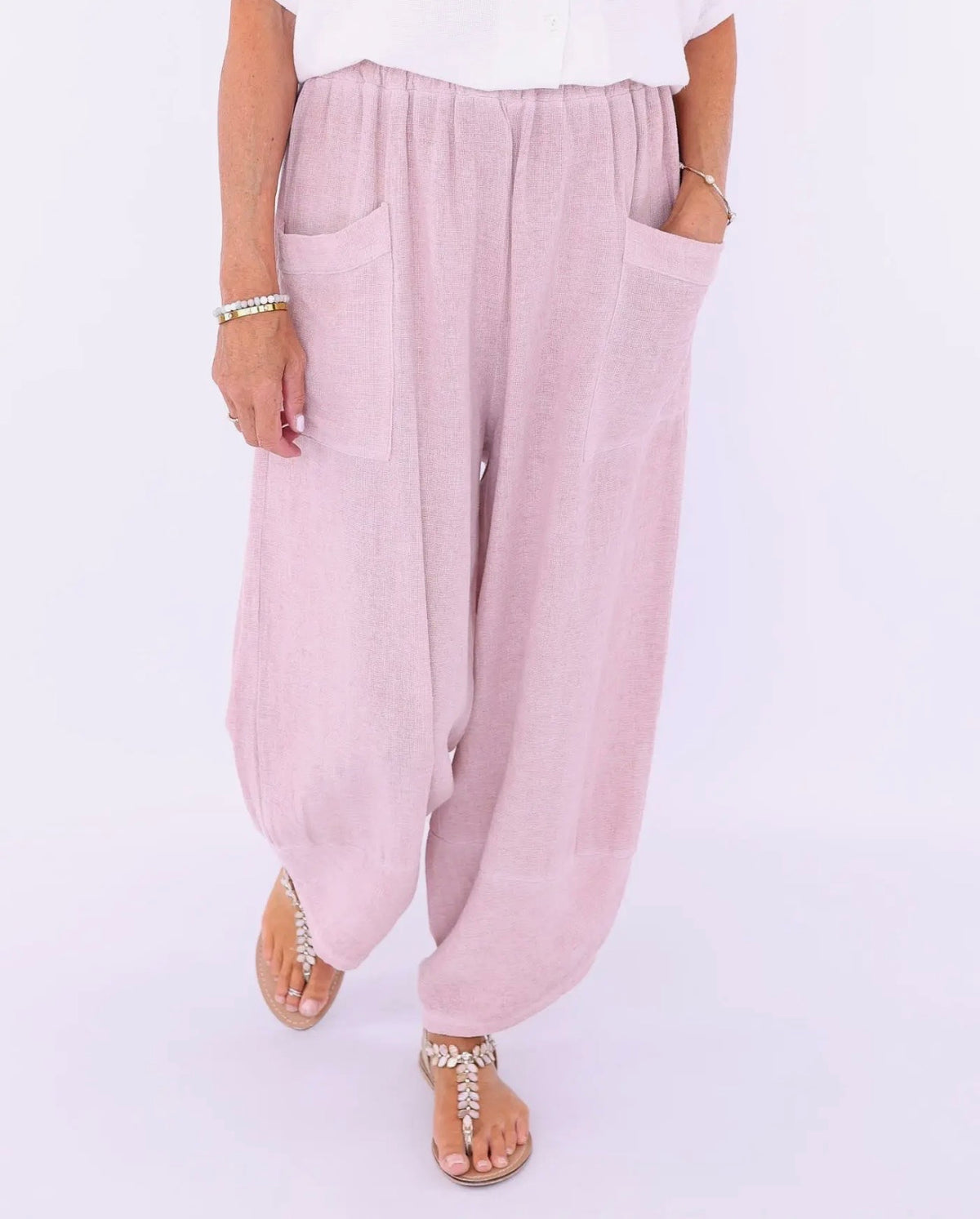 Linen and Cotton Blend Hareem Pants