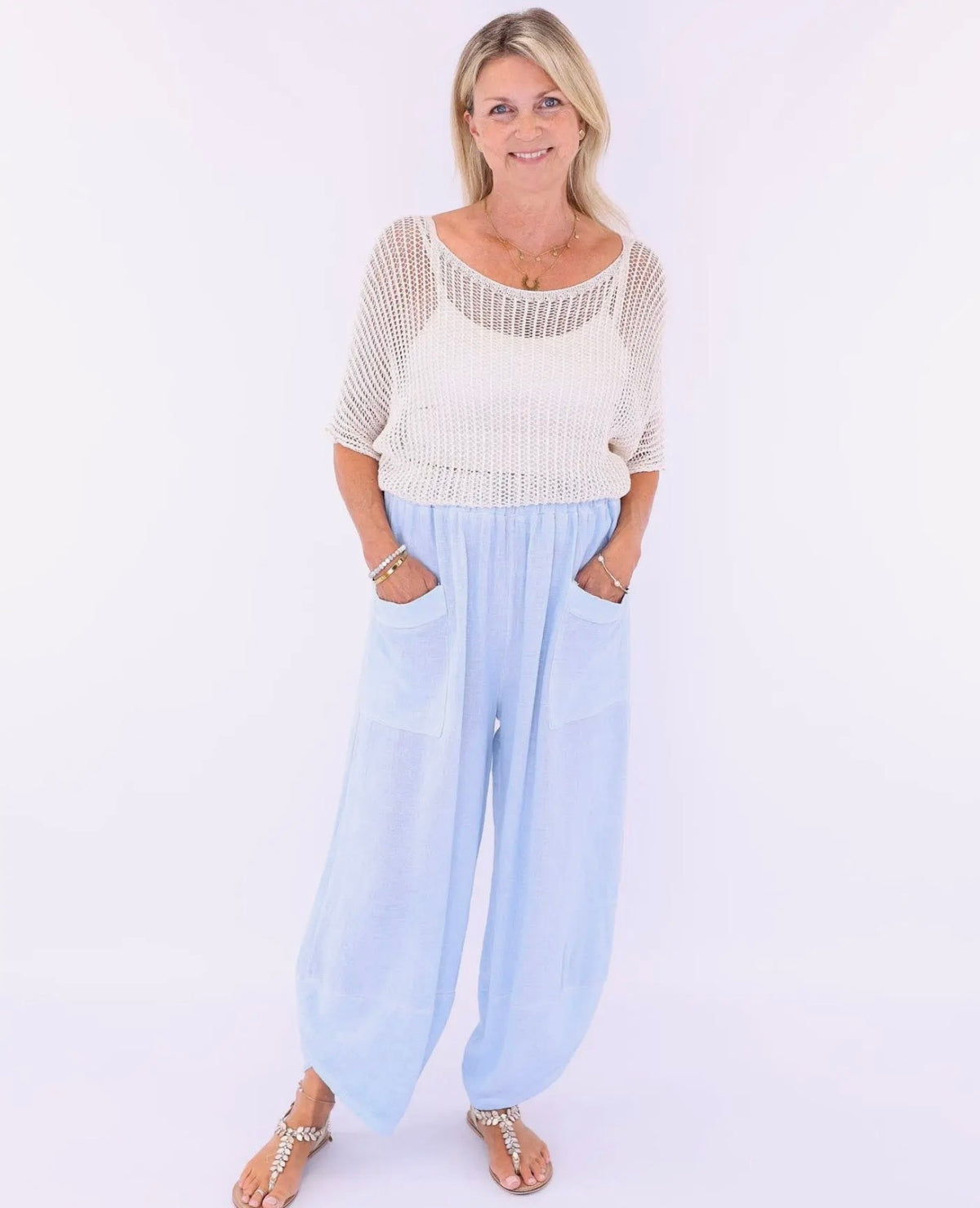 Linen and Cotton Blend Hareem Pants