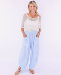 Linen and Cotton Blend Hareem Pants