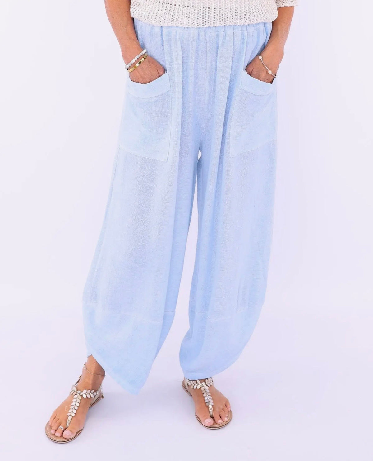 Linen and Cotton Blend Hareem Pants