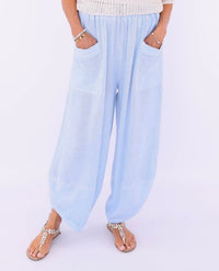 Linen and Cotton Blend Hareem Pants