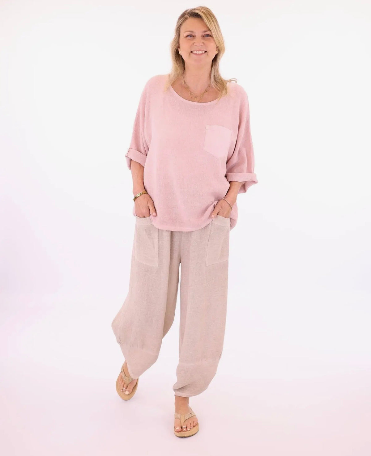 Linen and Cotton Blend Hareem Pants