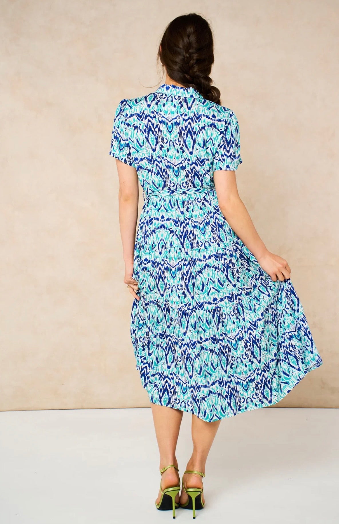 Liberty Midi Shirt Dress - Blue, Aztec