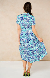 Liberty Midi Shirt Dress - Blue, Aztec