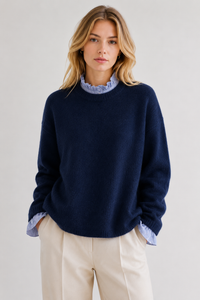 Layered-Look Frill Trim Knitted Jumper